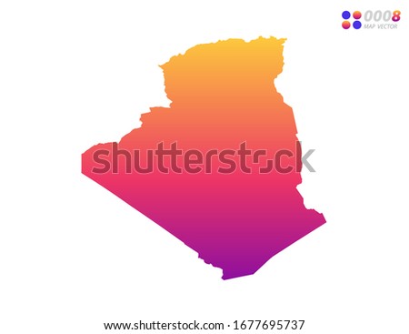 Vector bright colorful gradient of Algeria map on white background. Organized in layers for easy editing.