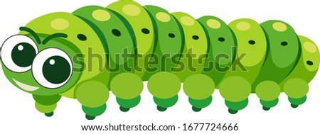 Green caterpillar with happy face illustration