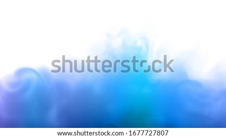 Blue fog or smoke. Soothing turquoise background. Abstract blurry smoke with blue and turquoise tints. Blue steam on a white background. Abstract mystical gas with various cool shades. Copy space. Royalty-Free Stock Photo #1677727807