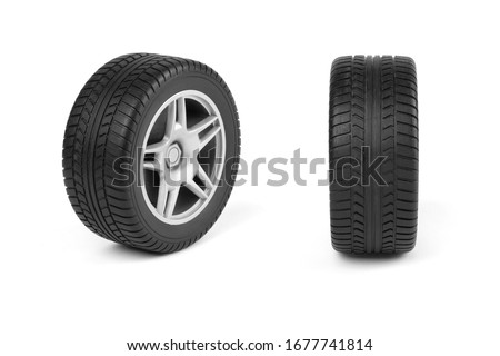 Toy Car Tire Isolated on a White Background Royalty-Free Stock Photo #1677741814