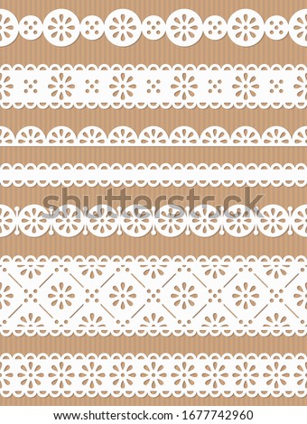 Cute set of seamless lace borders. Vector illustration.
