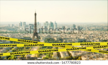 Quarantine Line Restricted Area in Paris, France. Danger Zone Concept