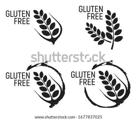 Gluten Free. Allergen food, GMO free products icon and logo. Intolerance and allergy food. Concept black and simple illustration and isolated art.