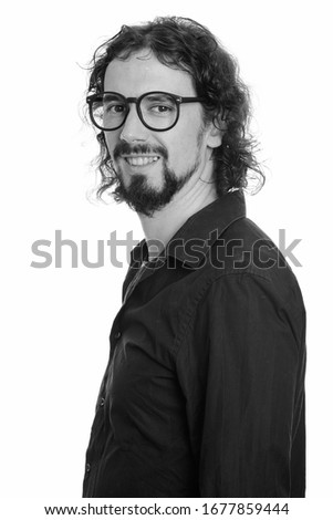 Profile view of handsome bearded businessman with eyeglasses
