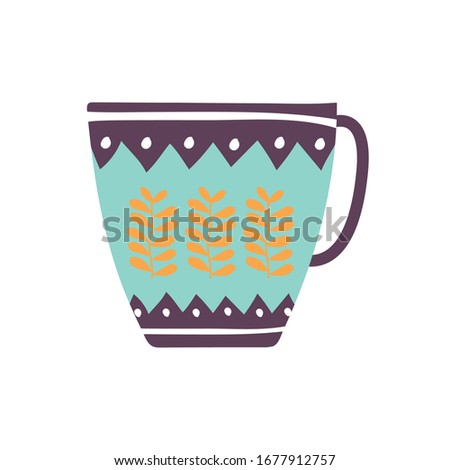 Tea or coffee mug flat style icon design, Cook kitchen Eat food restaurant home menu dinner lunch cooking and meal theme Vector illustration
