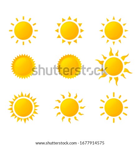 sun icon set isolated on white background. vector illustration.