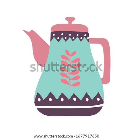 Tea or coffee kettle flat style icon design, Cook kitchen Eat food restaurant home menu dinner lunch cooking and meal theme Vector illustration