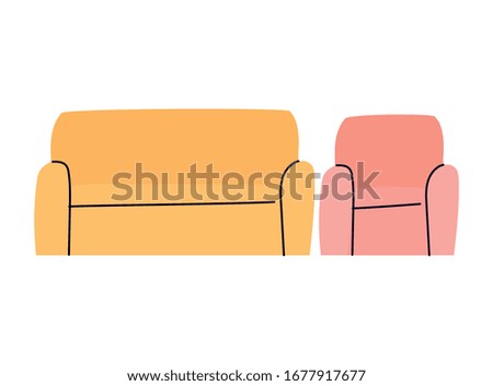 couch and chair design, seat furniture interior home comfortable style and object theme Vector illustration