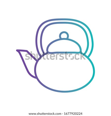 Tea or coffee kettle gradient style icon design, Cook kitchen Eat food restaurant home menu dinner lunch cooking and meal theme Vector illustration