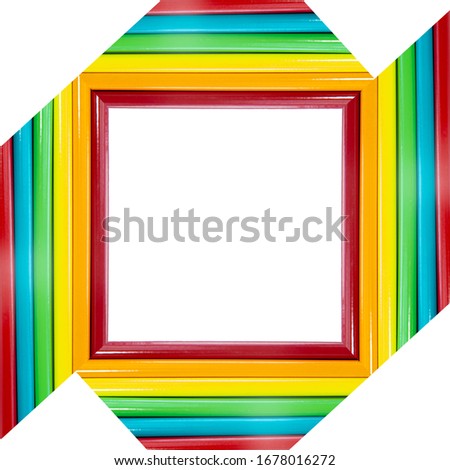 isolated rainbow multi-colored square frame as a blank for design. LGBT concept. copy space
