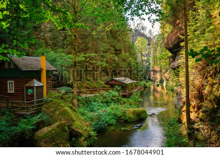 Edmundova Souteska (Edmund's Gorge) near Hrensko in Bohemian Switzerland, Czech Republic Royalty-Free Stock Photo #1678044901