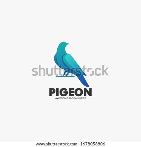 Vector Logo Illustration Pigeon Gradient Colorful Style.