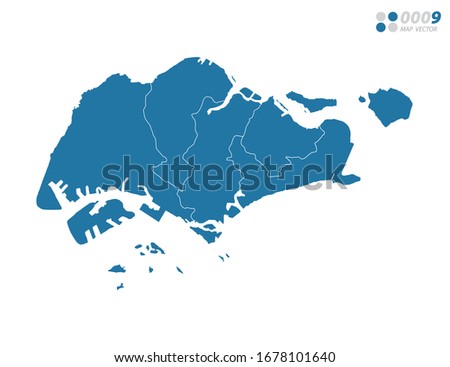 Vector blue of map Singapore.