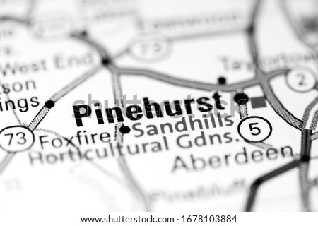 Pinehurst. North Carolina. USA on a map Royalty-Free Stock Photo #1678103884