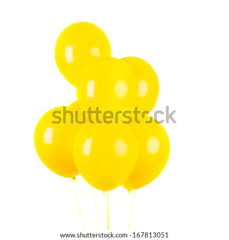 bright yellow smile balloons isolated on white
