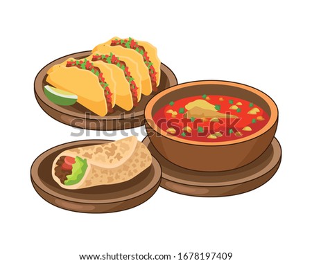 burrito and often mexican food vector illustration design