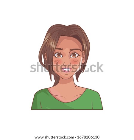 young woman female avatar character vector illustration design