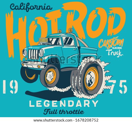 vector hot rod race car illustration for tshirt print