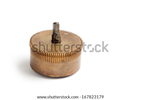 part of old mechanism isolated on white background