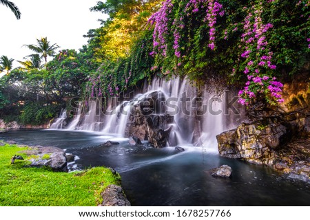 A beautiful waterfall in Hawaii Royalty-Free Stock Photo #1678257766