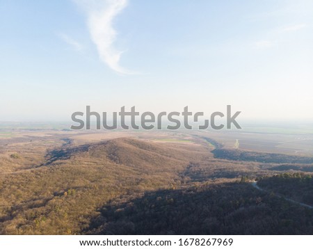 Mountain forest with plain background. aerial photography.
