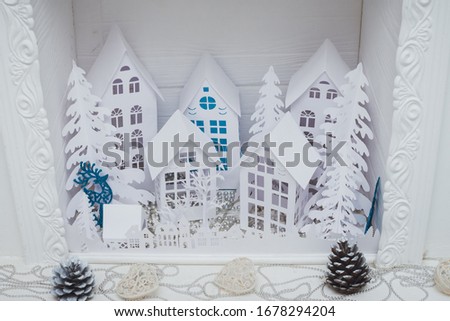 winter haus snow holiday decorations art handmade