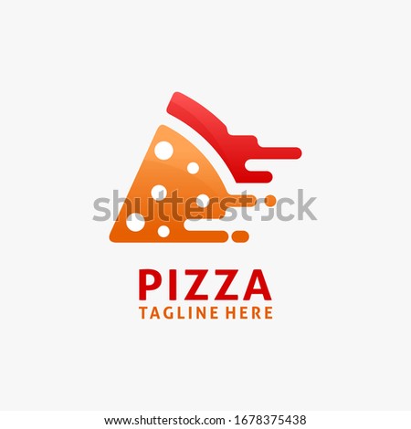 Fast pizza slices logo design 