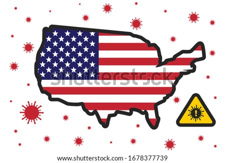 USA united states of america in danger of corona covid virus vector illustration of usa map with flag