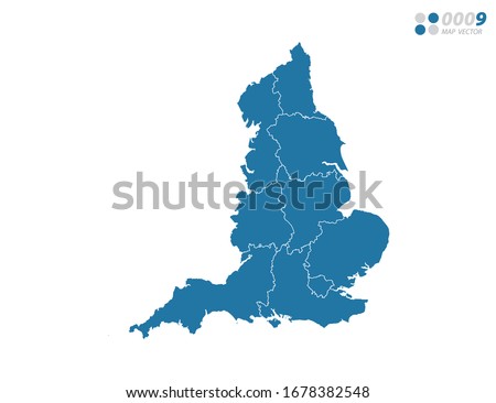 Vector blue of map England. Royalty-Free Stock Photo #1678382548