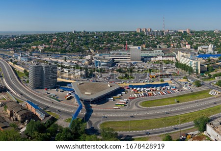 View of the Station square, bus station, railway station. Rostov-on-Don.