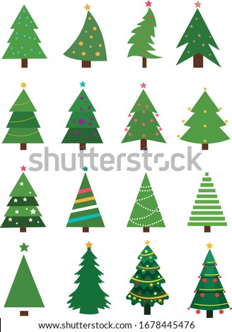 
Christmas trees collection. Set of vector Christmas trees