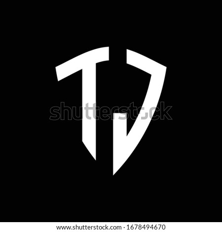 TJ logo monogram with shield shape design template