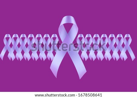 pink ribbons over purple background. breast cancer concept