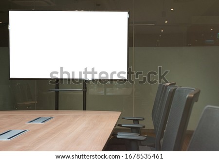 Close of up television mock up in conference room
