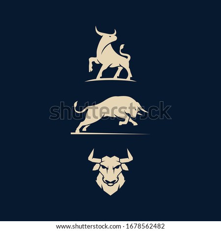 Bull logo with flat modern design template