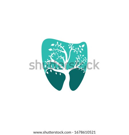 Dental health clinic logo design. Tooth tree vector logo design.