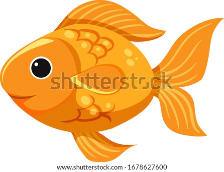 Cute goldfish on white background illustration