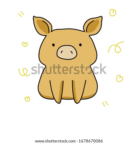 Cute red pig children's illustration