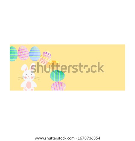 This is happy Easter Day background. Vector banner with Easter eggs and bunny.