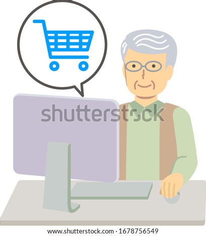 Senior man in green clothes / shopping