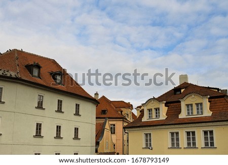 Traditional bohemian buildings in the streets of Prague (Praha, Czech Republic, Europe)