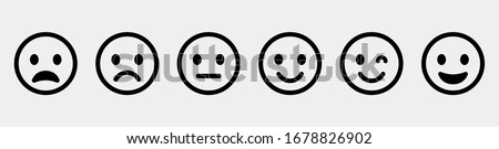 Emoticons set. Emoji faces collection. Emojis flat style. Happy and sad emoji. Line smiley face - stock vector. Royalty-Free Stock Photo #1678826902
