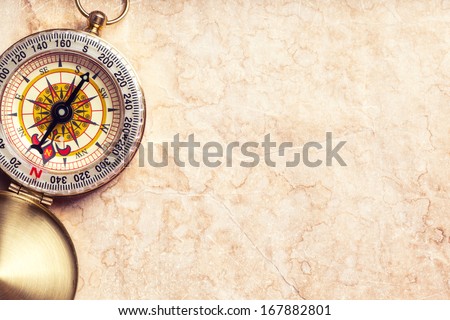 old treasure map with compass Royalty-Free Stock Photo #167882801