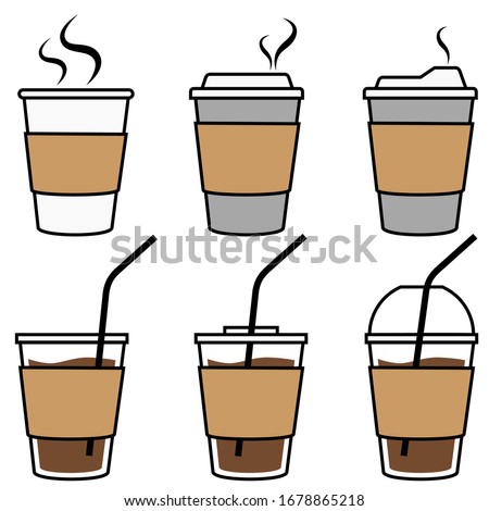 Coffee Cups to Go Vector Illustration Set on White