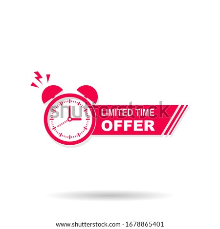 Limited time offer banner with alarm reminder, vector illustration template Royalty-Free Stock Photo #1678865401