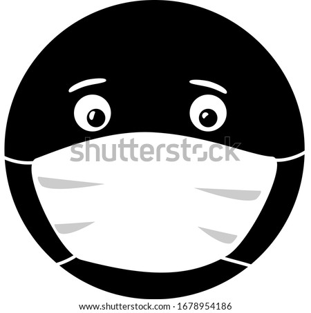 Face with mask icon, vector sign with medicine mask illustration,  wear a mask while quarantine period in this time of virus danger, keep on with safety and self protection