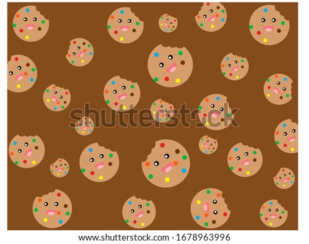 cute cookies pattern with smile and confetti