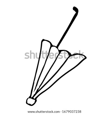 Outline umbrella. Hand drawn. Black and white line art. closed umbrella