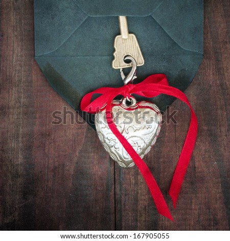 Envelope with red hearts