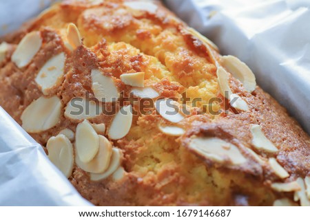 Pound cake with sliced almond